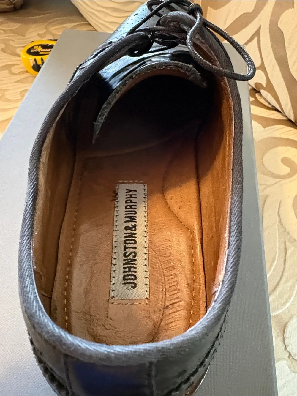Johnston & Murphy black Leather Brogue Oxfords. Worn in condition